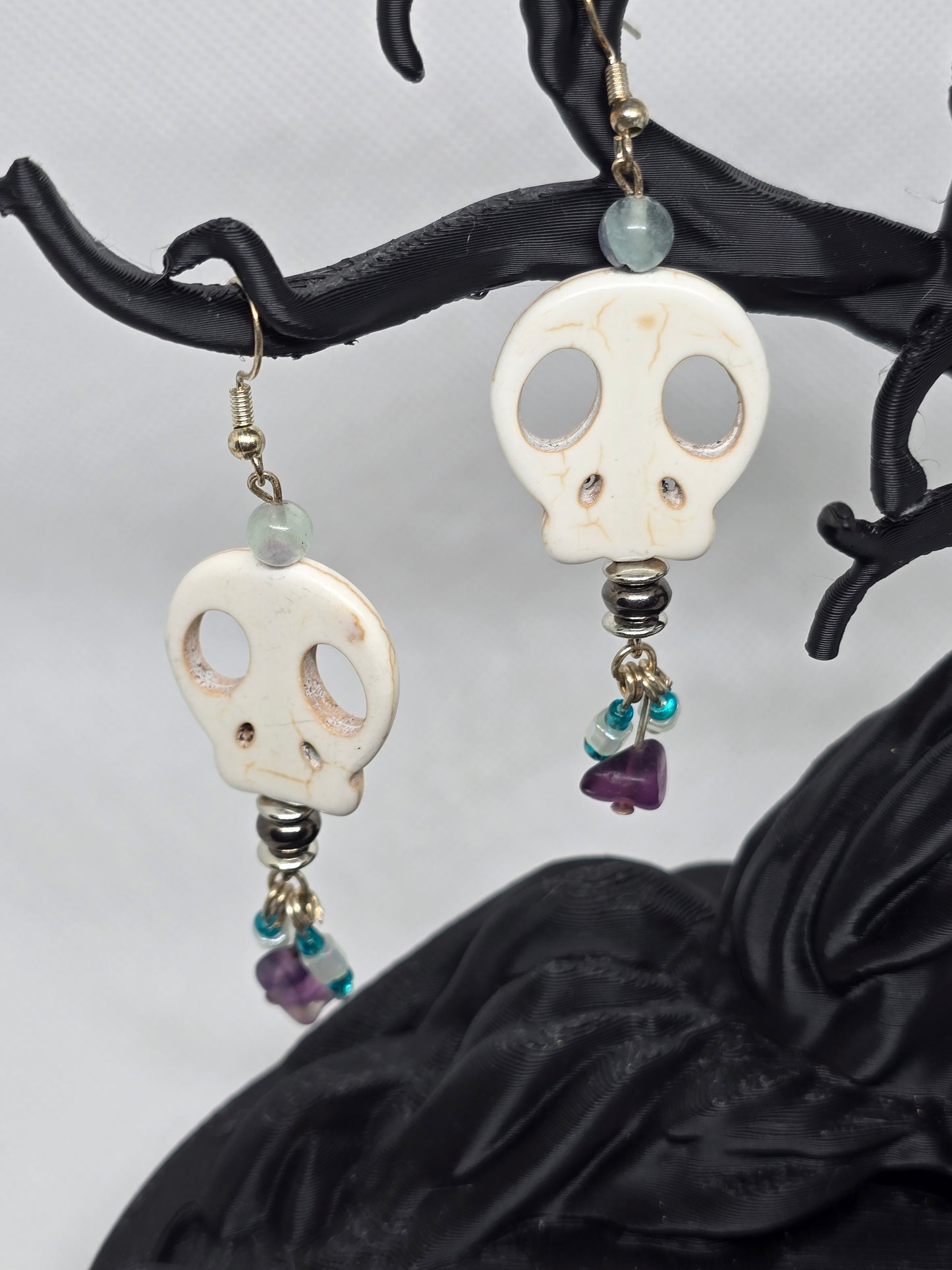 Skull with Drop Beads Earrings